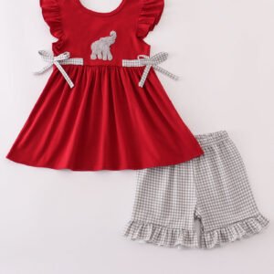 Alabama elephant french knot ruffle shorts set