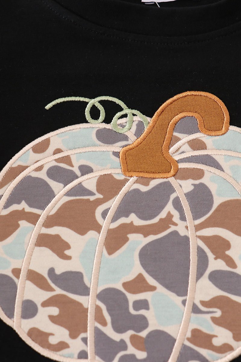 Black camouflage pumpkin applique top - Image 2