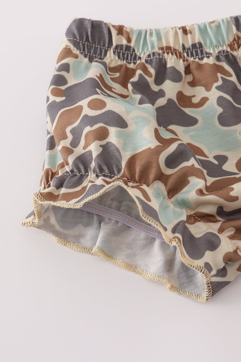 Black camouflage pumpkin applique bloomer set - Image 4