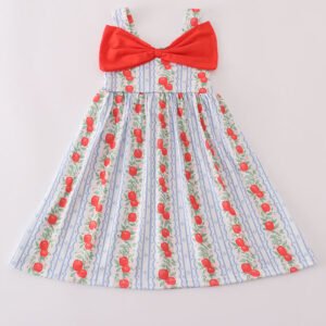 Apple print bow dress