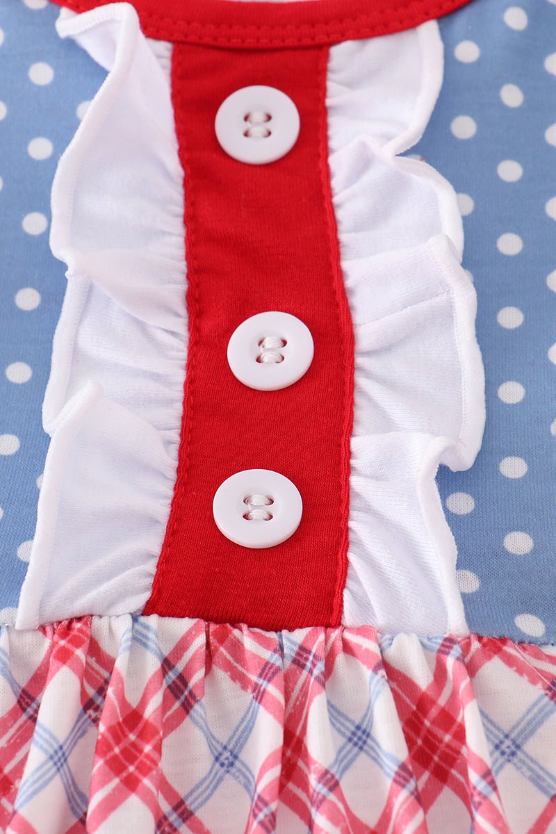 Blue bow print ruffle dress - Image 2