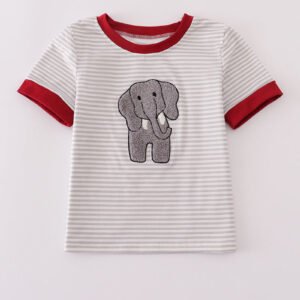 Alabama polka dot elephant french knot stripe top