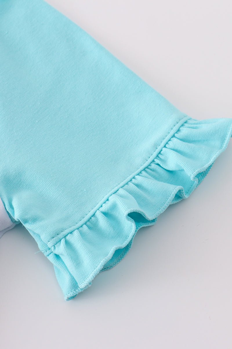 Mint princess bow print girl top - Image 3