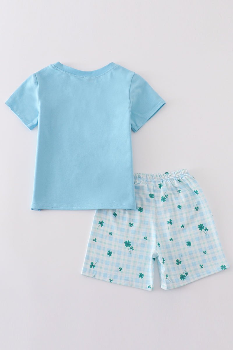 Blue clover embroidery boy set - Image 5