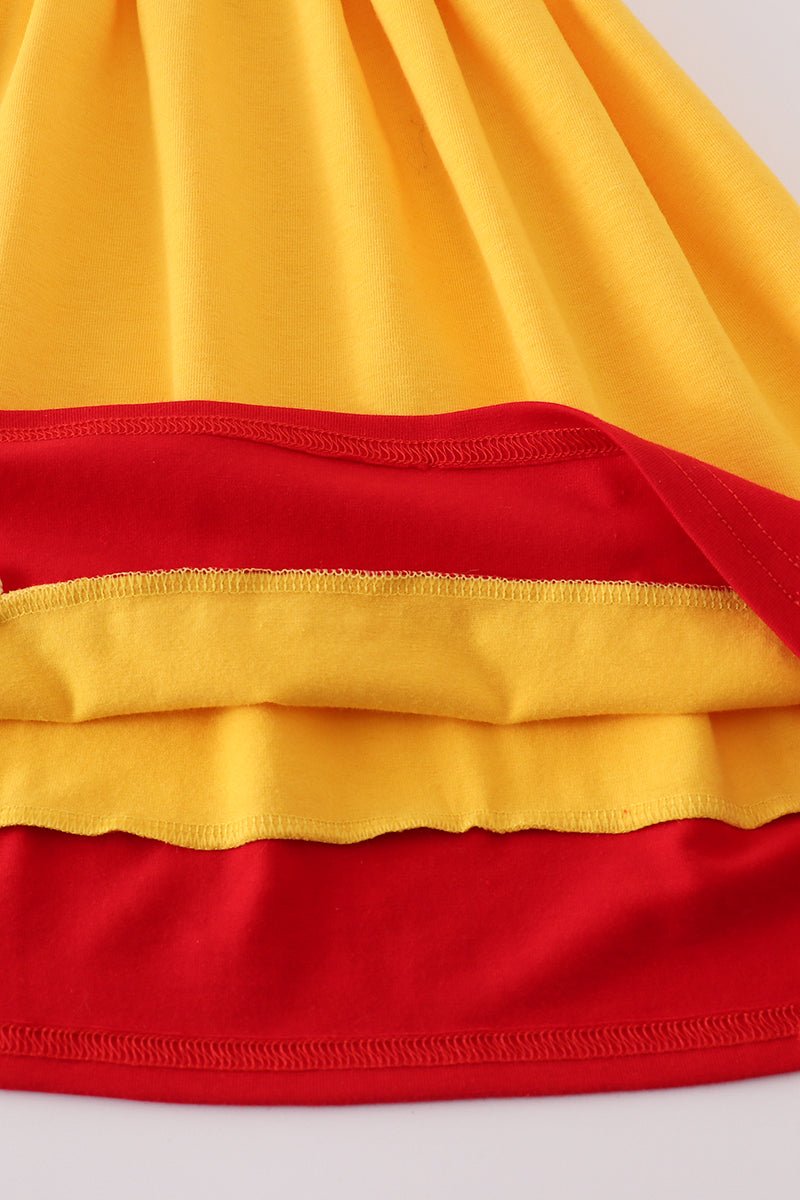 Apple embroidery bow ruffle dress - Image 3