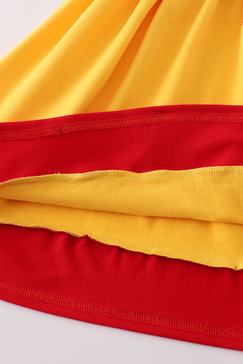 Apple embroidery bow ruffle dress - Image 4