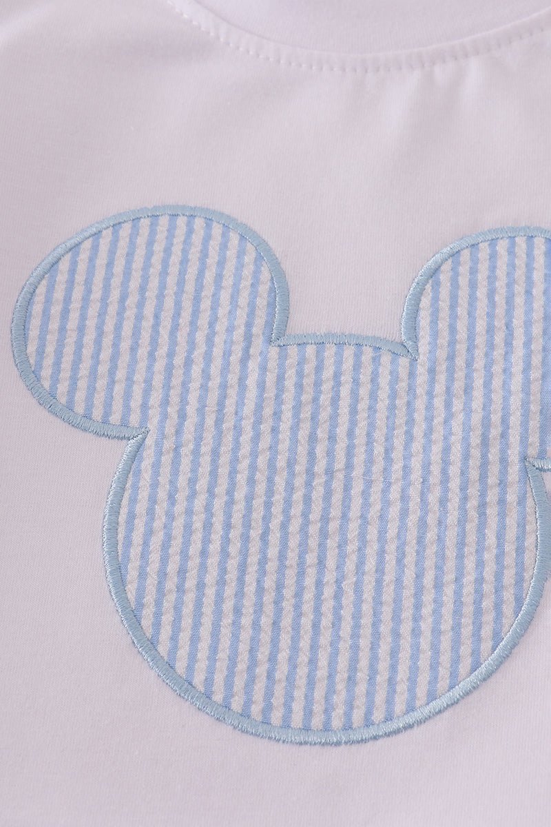 Blue character applique shorts set - Image 2