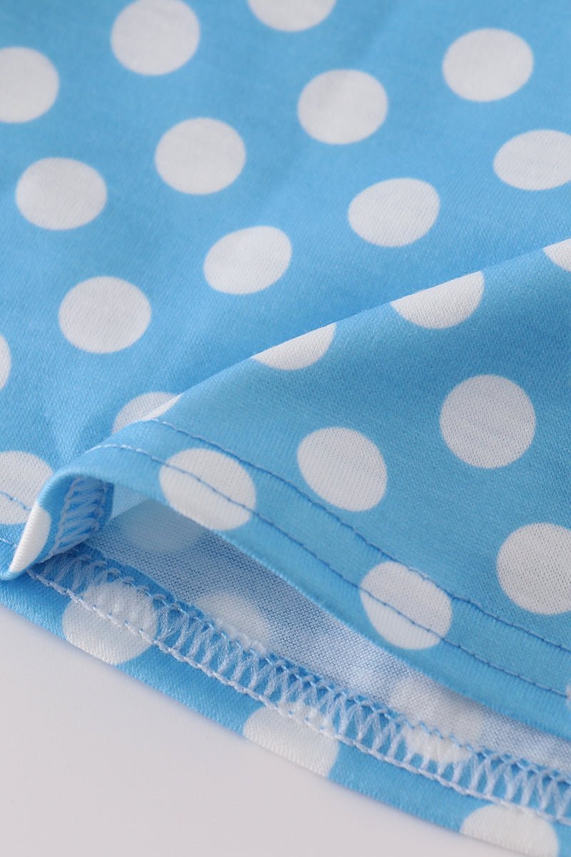 Blue dot character embroidery smocked dress - Image 3