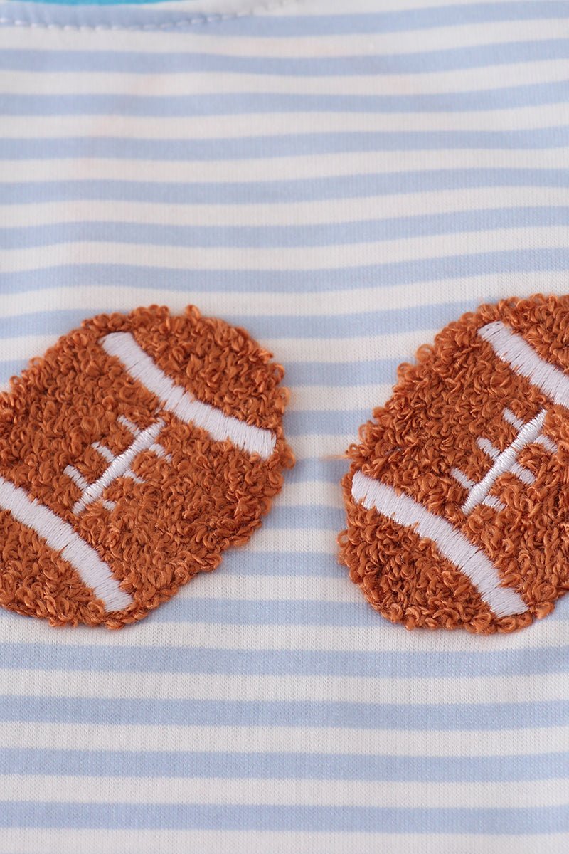 Blue football french knot stripe top - Image 2