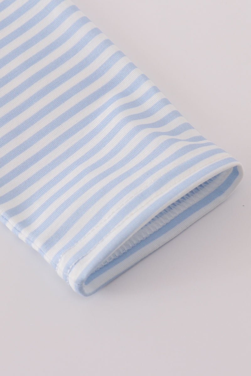 Blue football french knot stripe top - Image 3