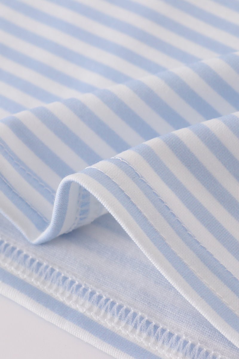 Blue football french knot stripe top - Image 4