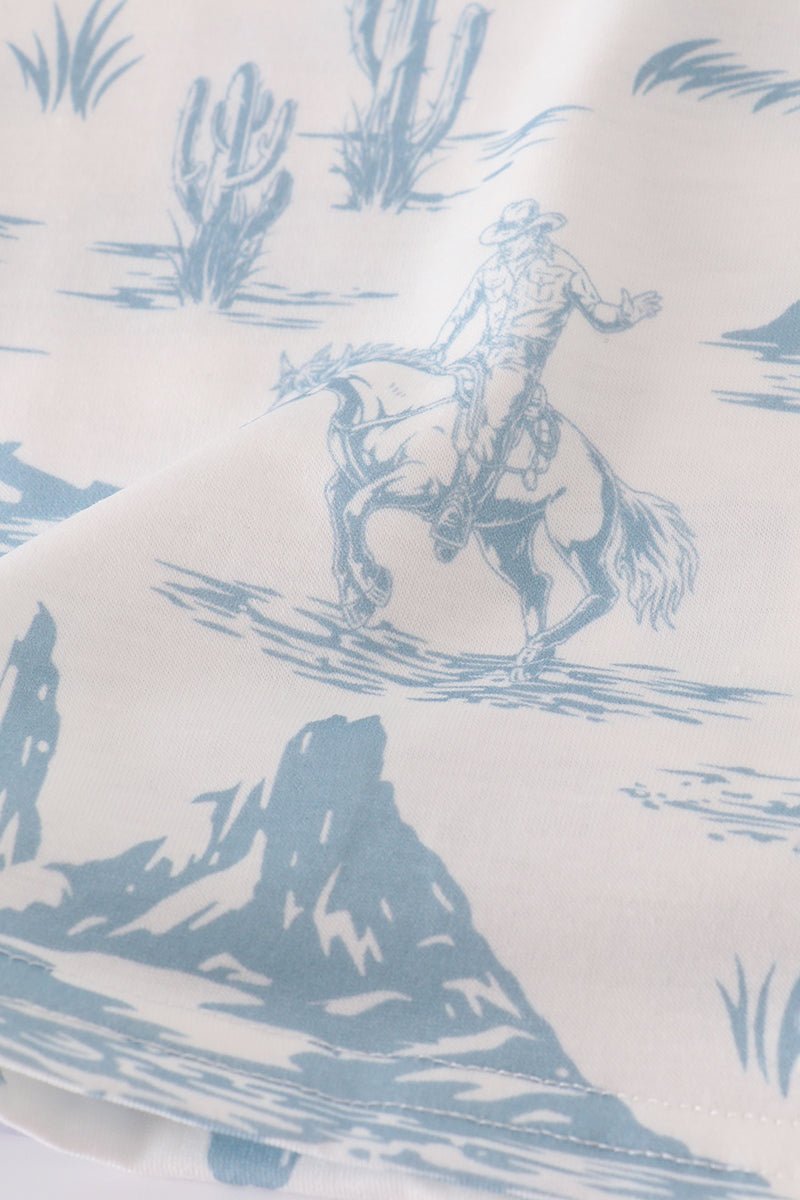 Blue cowboy print pants set - Image 2