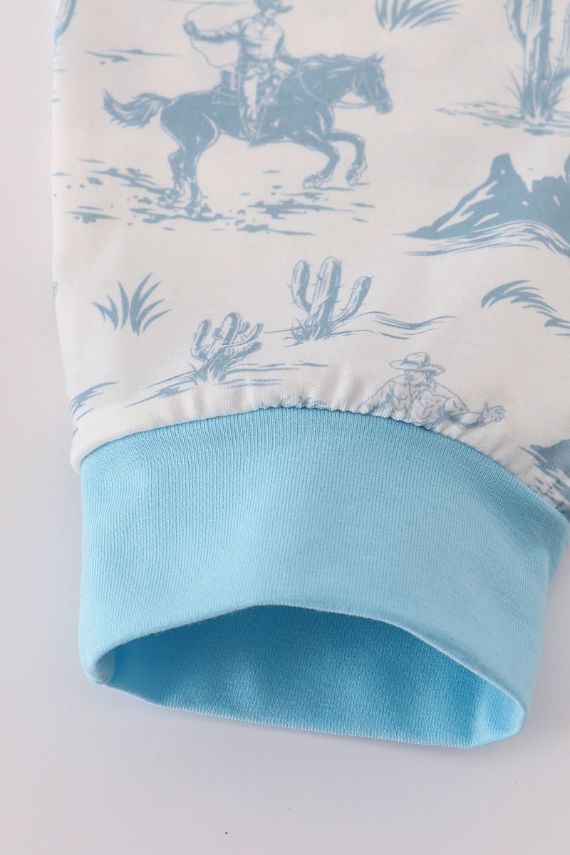 Blue cowboy print pants set - Image 4