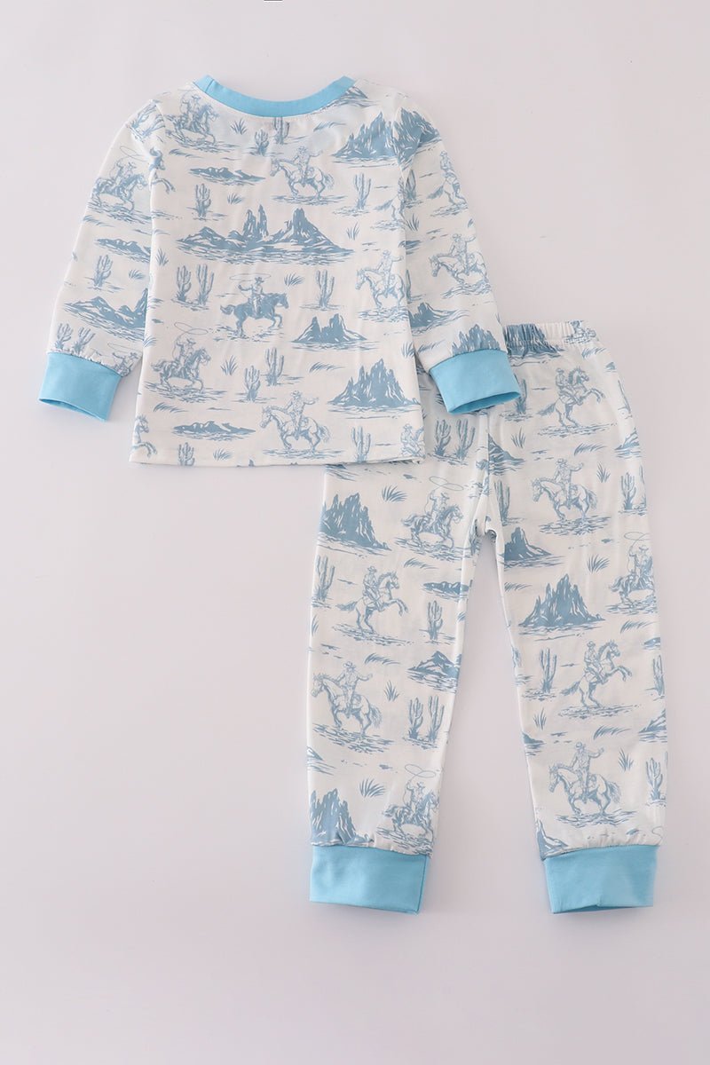 Blue cowboy print pants set - Image 5