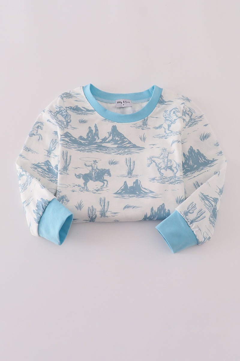 Blue cowboy print pants set - Image 6