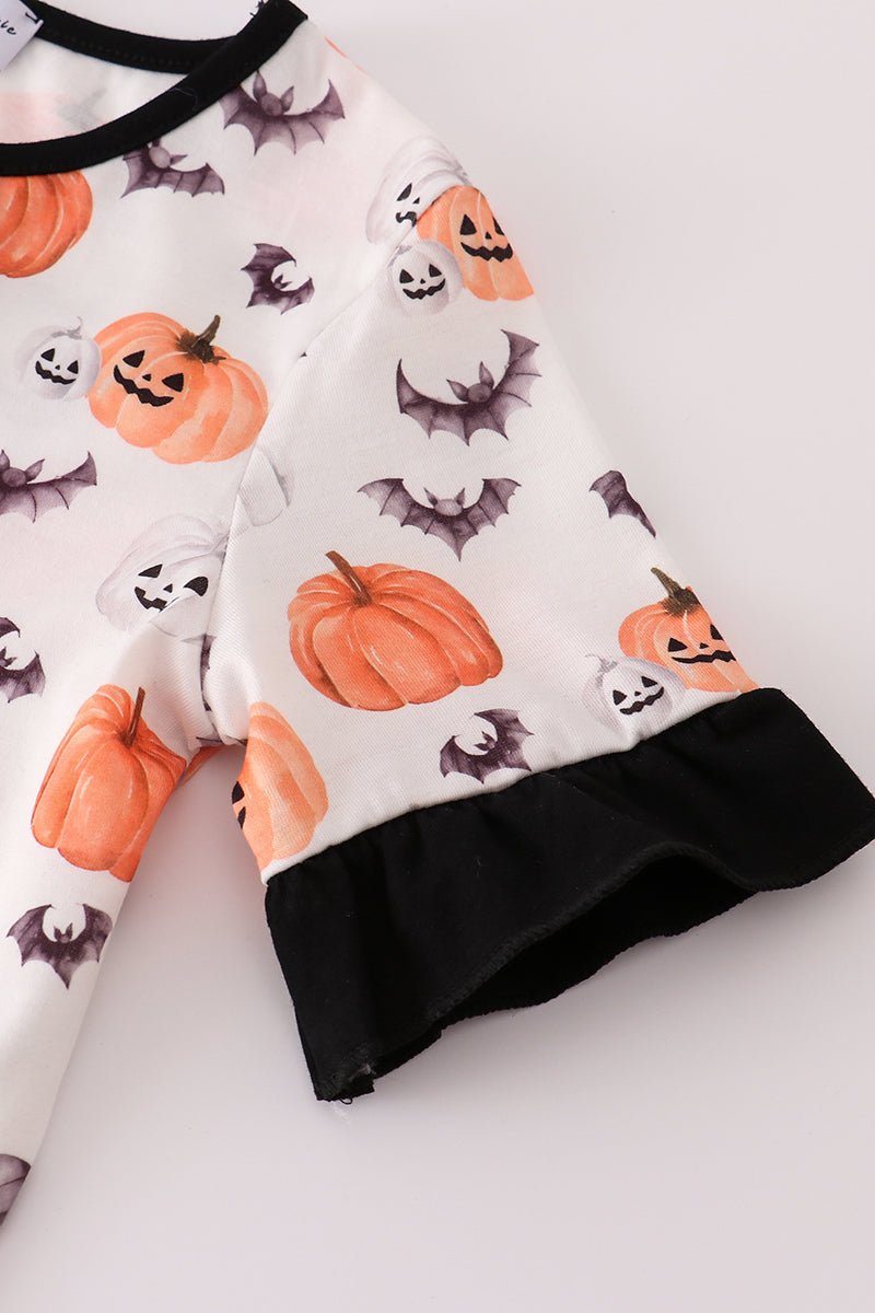 Black pumpkin print pants set - Image 2