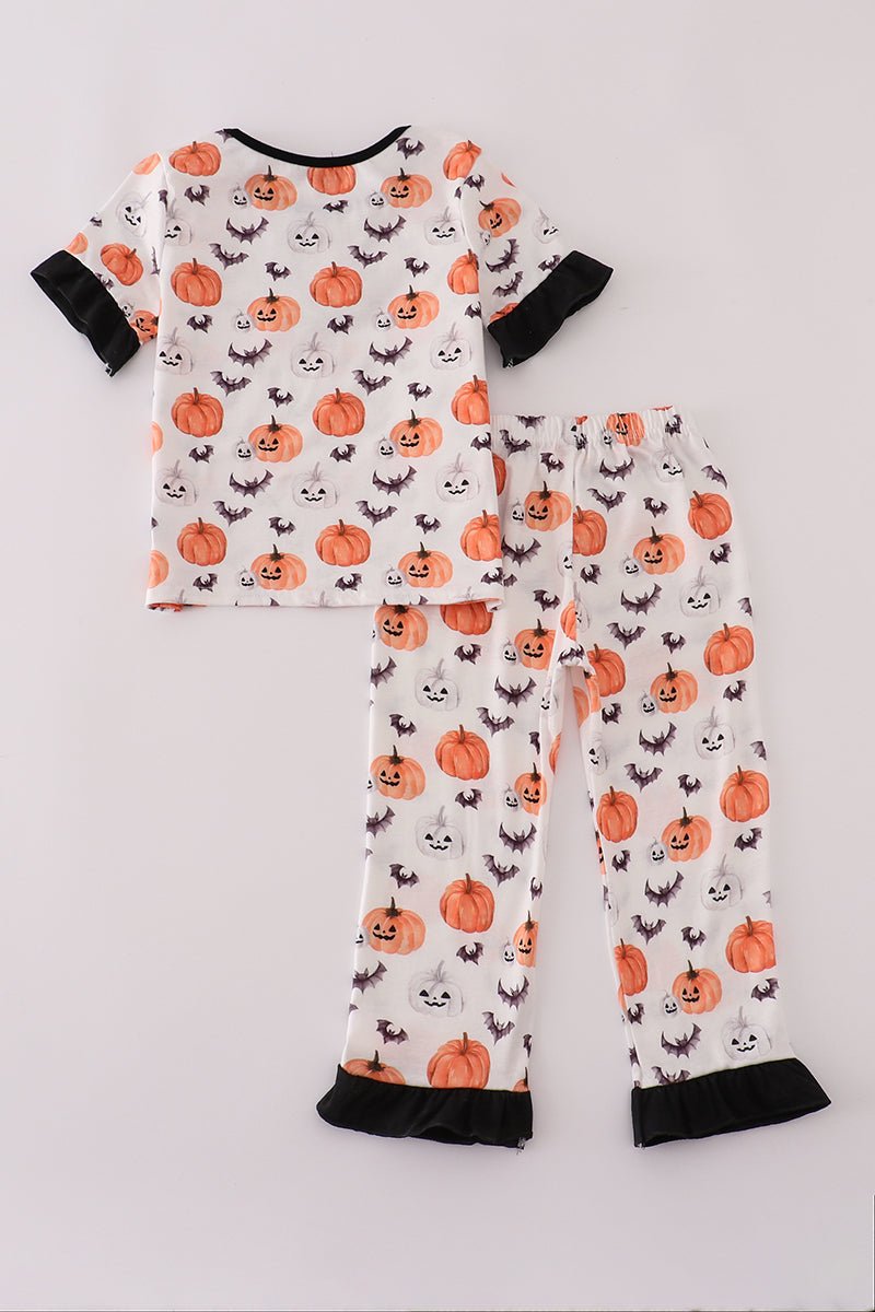Black pumpkin print pants set - Image 5