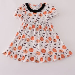 Black pumpkin print pants set